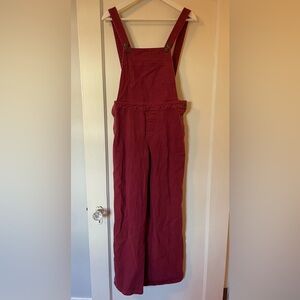 COPY - Forever 21 Wide Leg Denim Overalls - Red